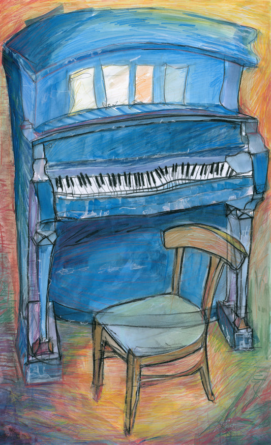 Blue Piano Note Card