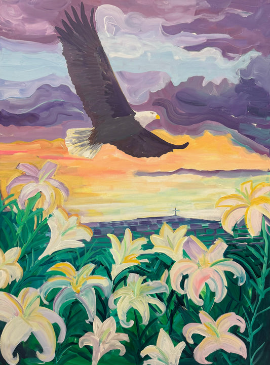 He Will Lift You Up On Eagles Wings - Stretched Canvas